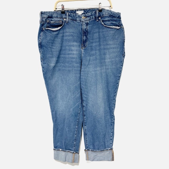 Good American The Weekender Cuffed Jeans High Waist Medium Wash Plus Size 20 - Picture 4 of 10